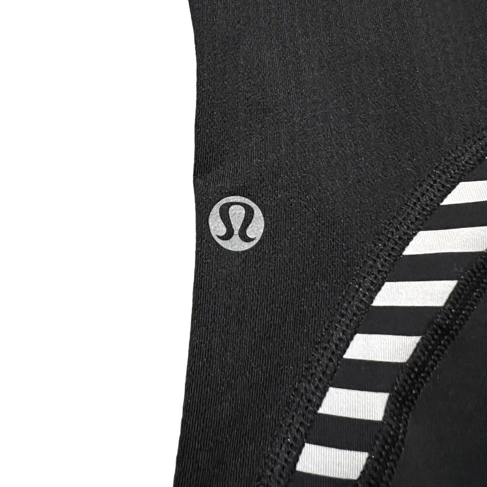 LULULEMON RUN INSPIRE CROP PANT CLASSIC STRIPE BLACK WHITE YOGA DANCE SPIN 2 - Picture 6 of 8